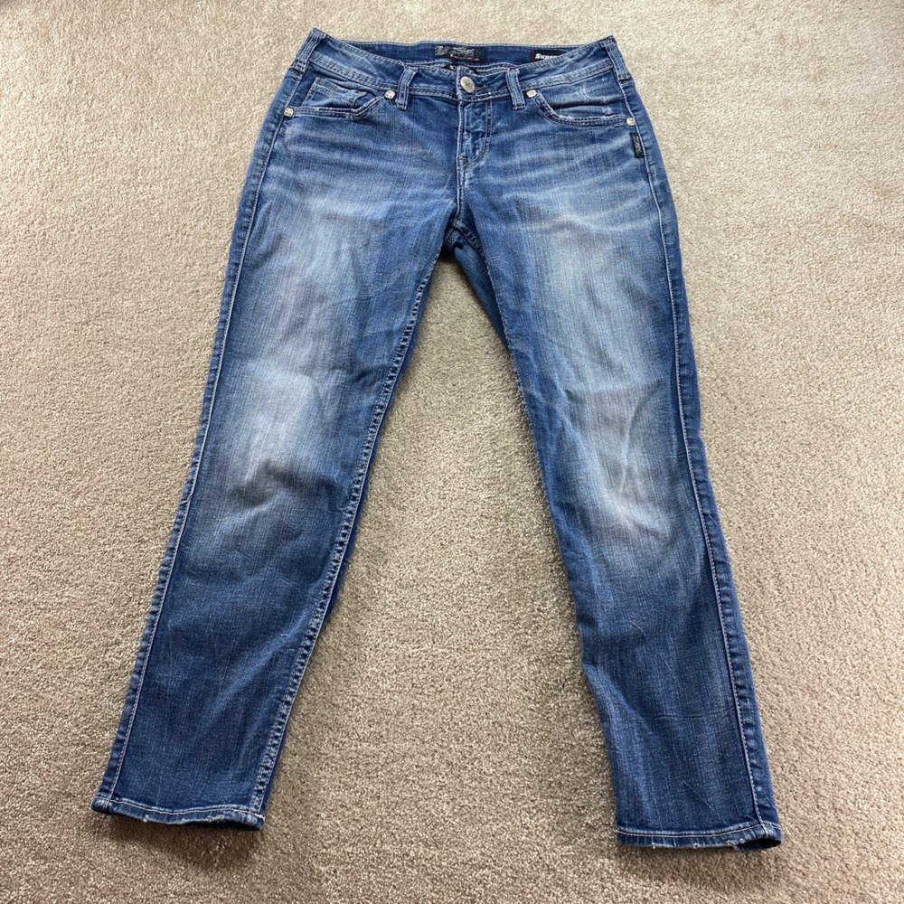 Silver Jeans Co Boyfriend Jeans Womens 28x25 Blue Wash Super Stretch
